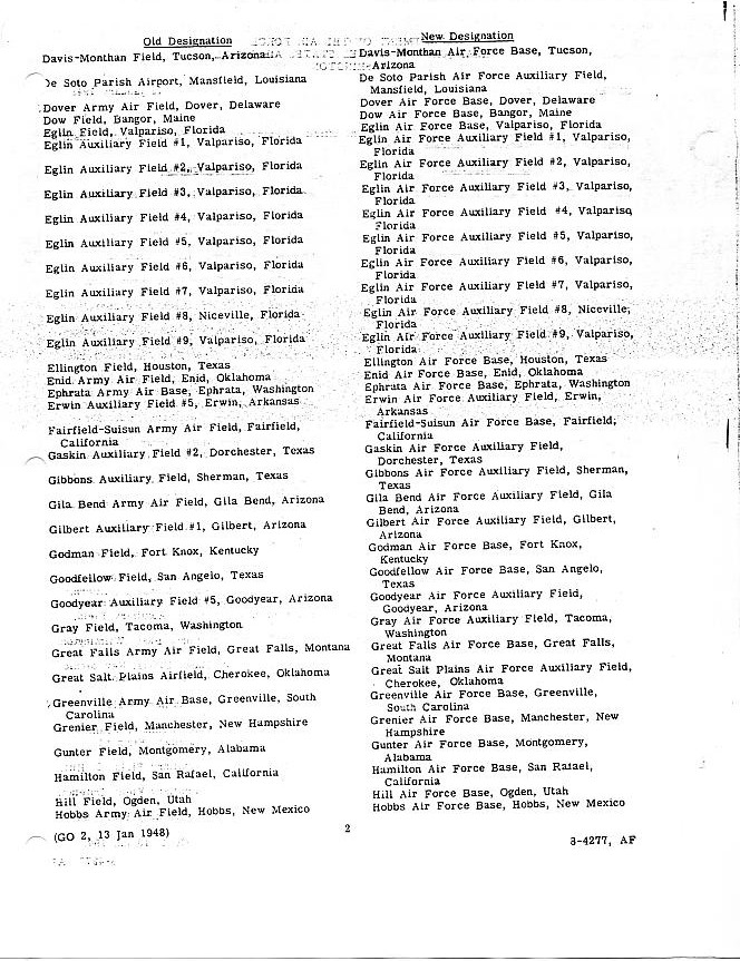 Page 2 of Department of the Air Force General Order 2 dated January 13, 1948.