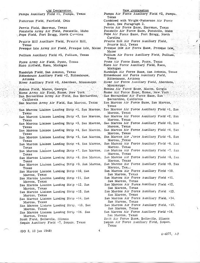 Page 4 of Department of the Air Force General Order 2 dated January 13, 1948.