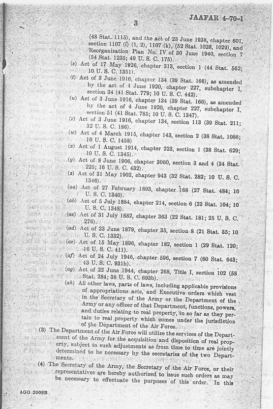 Page 3 of the Joint Army and Air Force Adjustment Regulations No. 4-70-1.