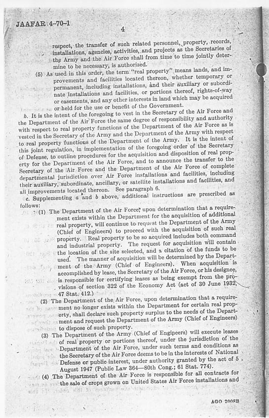 Page 4 of the Joint Army and Air Force Adjustment Regulations No. 4-70-1.