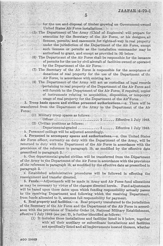 Page 5 of the Joint Army and Air Force Adjustment Regulations No. 4-70-1.